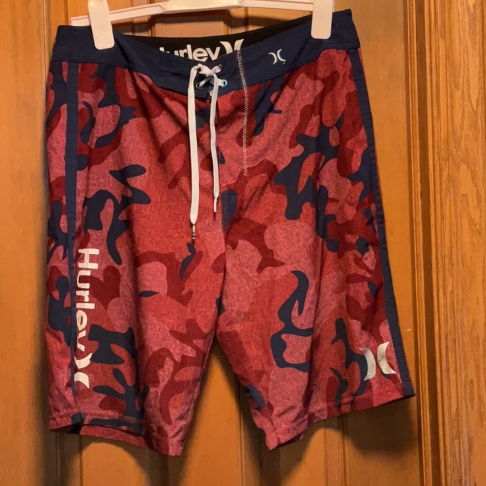 Hurley Men's Red Camo Swim Shorts